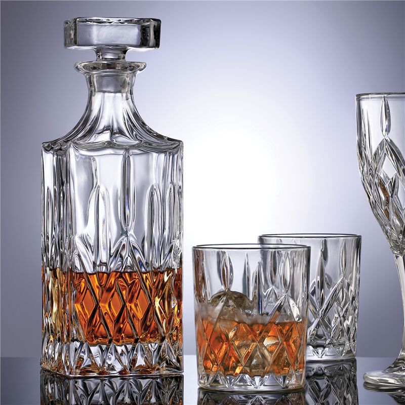 Whiskey Decanter With 6 Whiskey Glasses